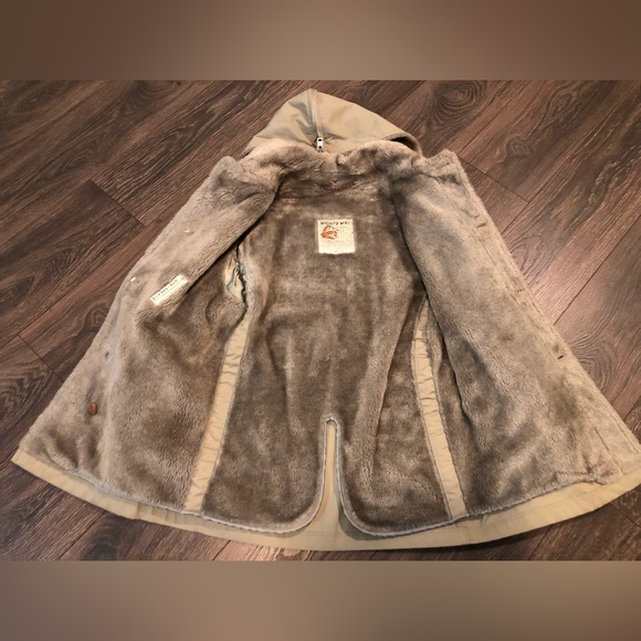 Mighty-Mac Handsome Outerwear Coat Men’s M Beige Zip Hood Faux Fur Sherpa Lined - Picture 10 of 12